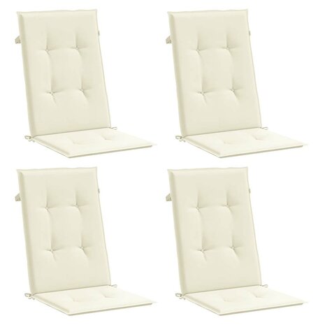 Tuinstoelkussens 4 st hoge rug 120x50x2 cm stof cr&egrave;mekleurig 3