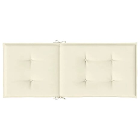 Tuinstoelkussens 4 st hoge rug 120x50x2 cm stof cr&egrave;mekleurig 7