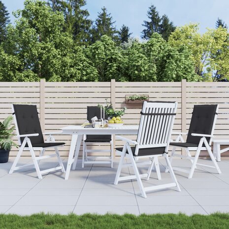 Tuinstoelkussens 4 st hoge rug120x50x3 cm stof zwart 1