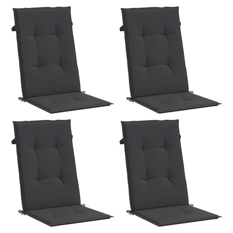 Tuinstoelkussens 4 st hoge rug120x50x3 cm stof zwart 3