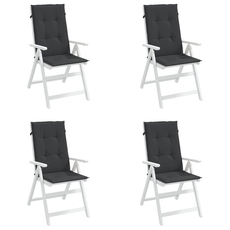 Tuinstoelkussens 4 st hoge rug120x50x3 cm stof zwart 4