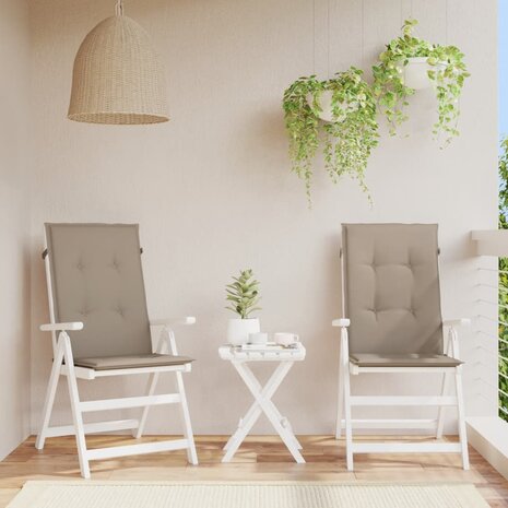 Tuinstoelkussens 2 st hoge rug 120x50x3 cm stof taupe 1
