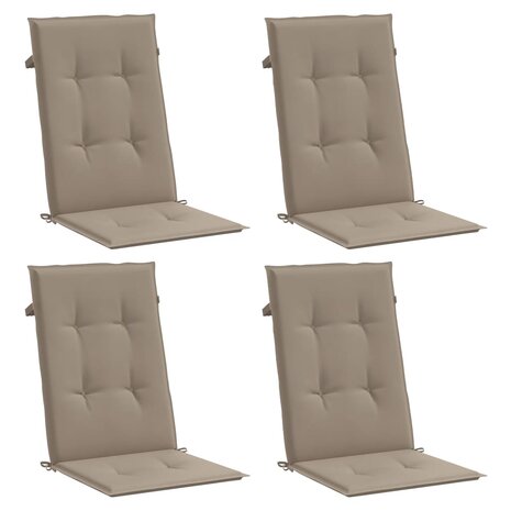 Tuinstoelkussens 4 st hoge rug120x50x3 cm stof taupe 3