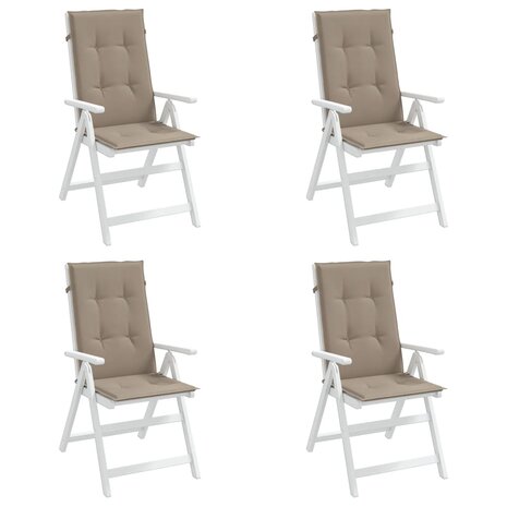 Tuinstoelkussens 4 st hoge rug120x50x3 cm stof taupe 4