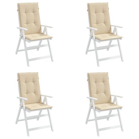 Tuinstoelkussens 4 st hoge rug120x50x3 cm stof beige 4