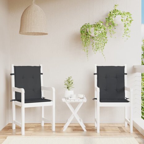Tuinstoelkussens lage rug 2 st 100x50x3 cm oxford stof zwart 1