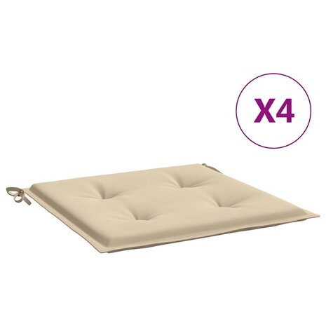 Tuinstoelkussens 4 st 40x40x4 cm oxford stof beige 2