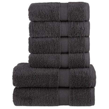 6-delige Handdoekenset SOLUND 600 g/m&sup2; antracietkleurig 1