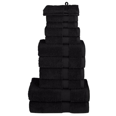 12-delige Handdoekenset SOLUND 600 g/m&sup2; zwart 1
