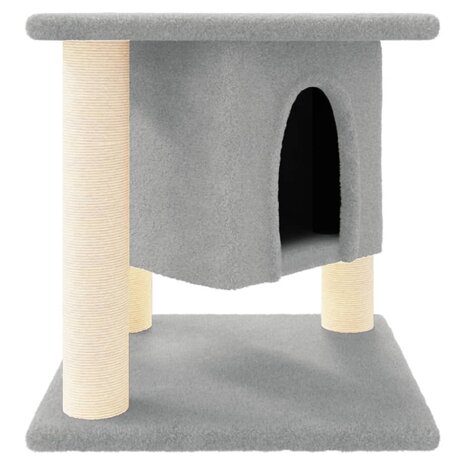 Kattenmeubel met sisal krabpalen 37 cm lichtgrijs 2