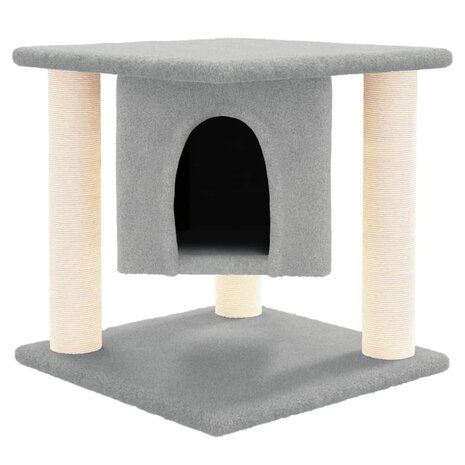 Kattenmeubel met sisal krabpalen 37 cm lichtgrijs 3