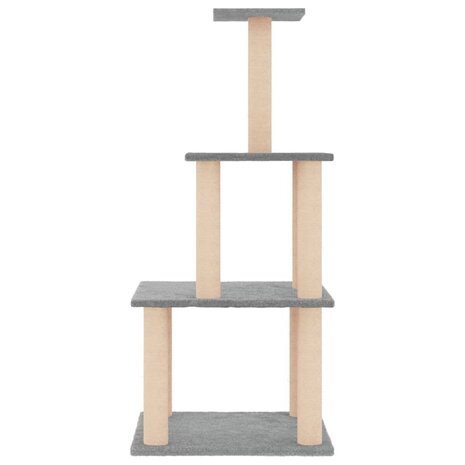 Kattenmeubel met sisal krabpalen 111 cm lichtgrijs 3