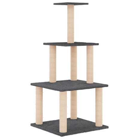 Kattenmeubel met sisal krabpalen 111 cm donkergrijs 4