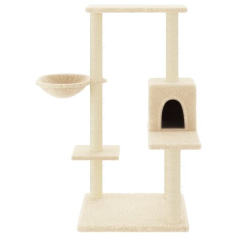 Kattenmeubel met sisal krabpalen 95 cm cr&egrave;mekleurig 3