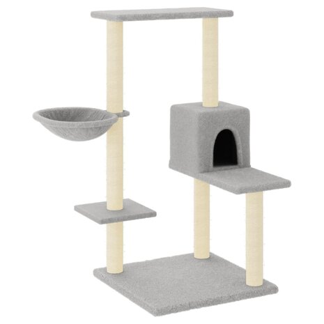 Kattenmeubel met sisal krabpalen 95 cm lichtgrijs 2