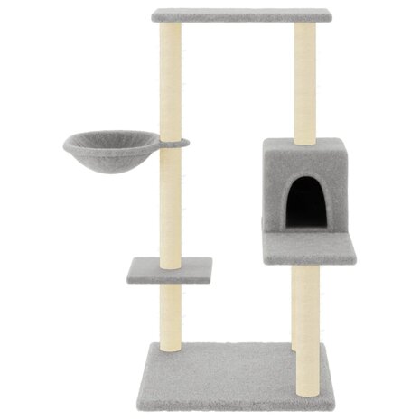 Kattenmeubel met sisal krabpalen 95 cm lichtgrijs 3