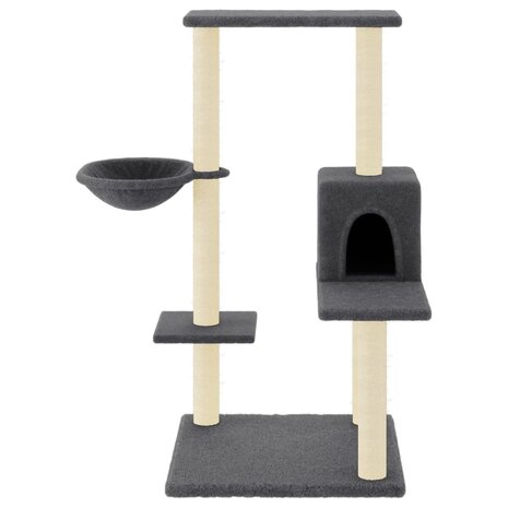 Kattenmeubel met sisal krabpalen 95 cm donkergrijs 3
