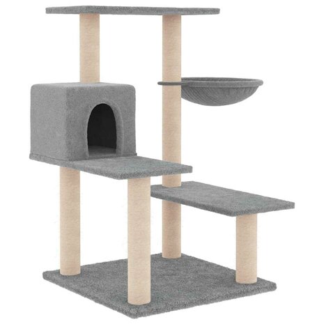 Kattenmeubel met sisal krabpalen 82,5 cm lichtgrijs 2