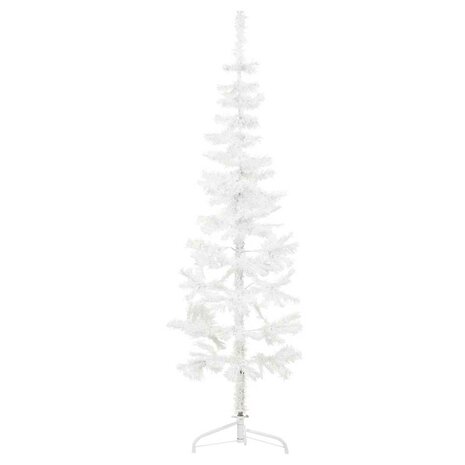 Kunstkerstboom half met standaard smal 150 cm wit 1