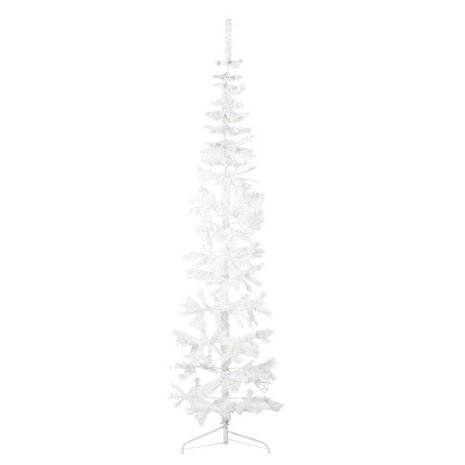 Kunstkerstboom half met standaard smal 210 cm wit 1