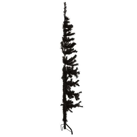 Kunstkerstboom half met standaard smal 120 cm zwart 4