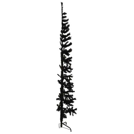 Kunstkerstboom half met standaard smal 240 cm zwart 5