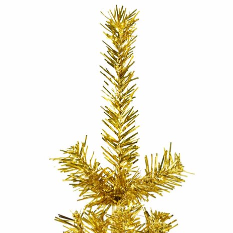 Kunstkerstboom half met standaard smal 240 cm goudkleurig 5
