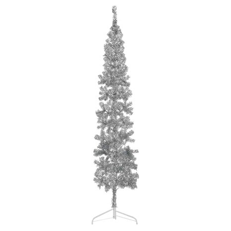 Kunstkerstboom half met standaard smal 240 cm zilverkleurig 1
