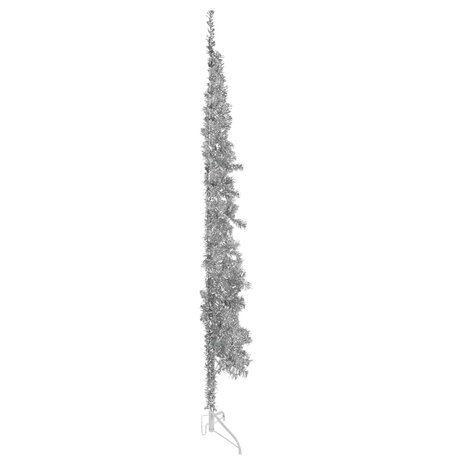 Kunstkerstboom half met standaard smal 240 cm zilverkleurig 4