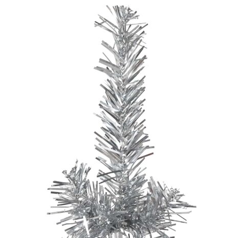 Kunstkerstboom half met standaard smal 240 cm zilverkleurig 5