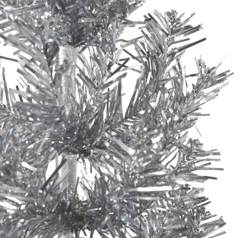 Kunstkerstboom half met standaard smal 240 cm zilverkleurig 6