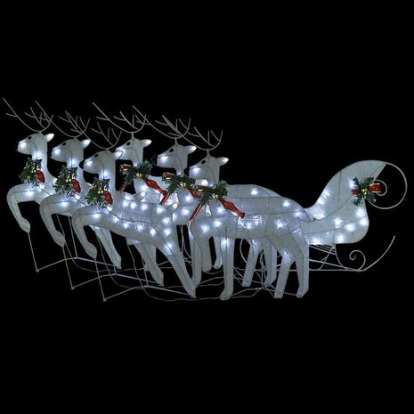 Buitenkerstversiering rendieren en slee 140 LED's wit 2