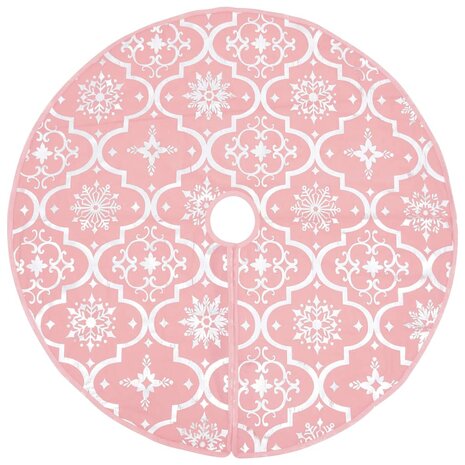 Kerstboomrok luxe met sok 90 cm stof roze 3