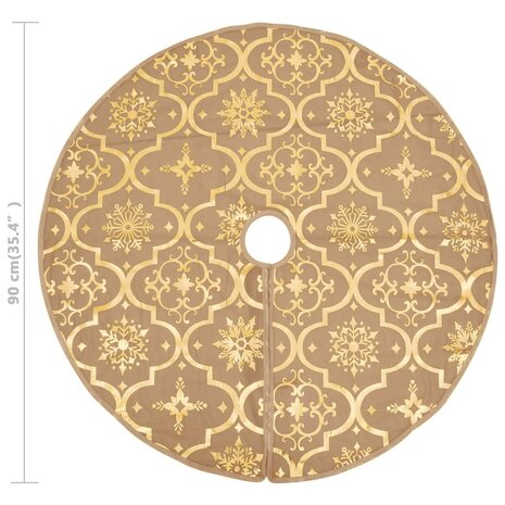 Kerstboomrok luxe met sok 90 cm stof geel 8
