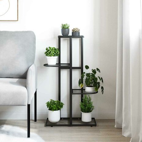 Bloemenstandaard met 4 lagen 43x22x76 cm metaal zwart 3