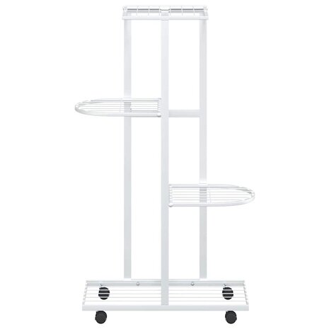 Bloemenstandaard met wielen 4-laags 44x23x80 cm ijzer wit 5