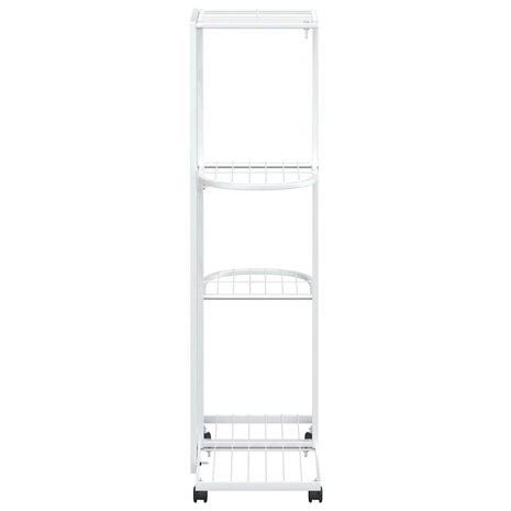 Bloemenstandaard met wielen 4-laags 44x23x80 cm ijzer wit 6