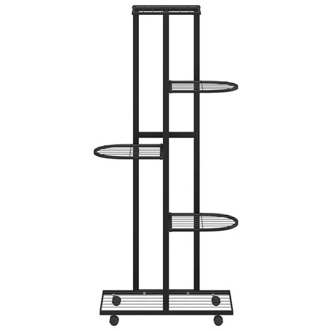 Bloemenstandaard met wielen 5-laags 44x23x100 cm ijzer zwart 5