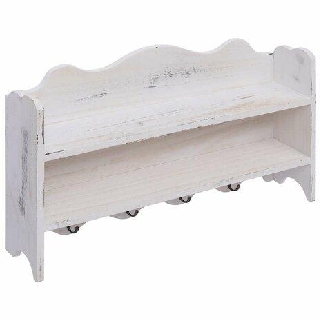 Wandkapstok 50x10x30 cm hout wit 2