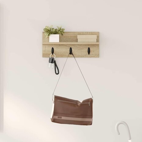 Wandgemonteerde kapstok Sonoma Eiken 40 x 10,5 x 18 cm 1