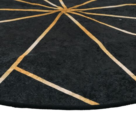 Vloerkleed wasbaar &Oslash; 120 cm zwart en goudkleurig 4