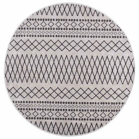 Vloerkleed wasbaar &oslash;120 cm zwart en wit 2