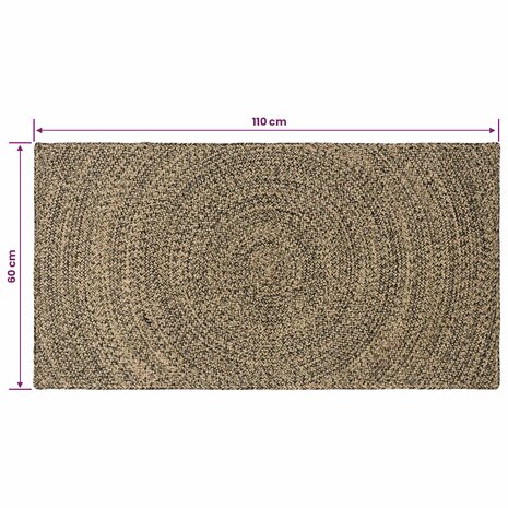 Vloerkleed Naturel en Zwart 60 x 110 cm Jute 8