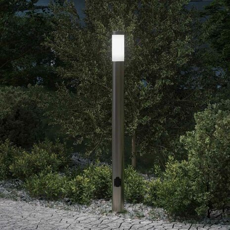 Bolderarmatuur met stopcontact 110 cm RVS IP44 1