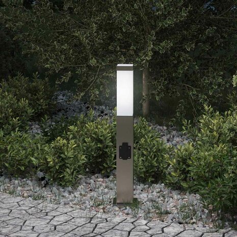 Bolderarmatuur met stopcontact 50 cm RVS IP44 1