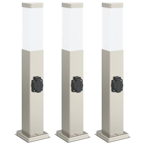 Bolderverlichting met stopcontact 3 stuks 50 cm RVS IP44 2