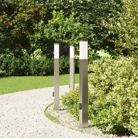 Bolderverlichting met stopcontact 3 stuks 80 cm RVS IP44 3