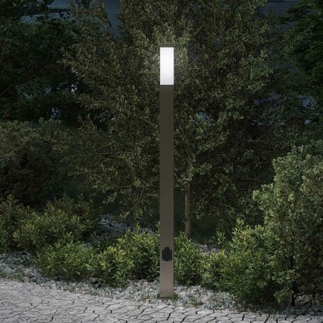 Bolderarmatuur met stopcontact 110 cm RVS IP44 1