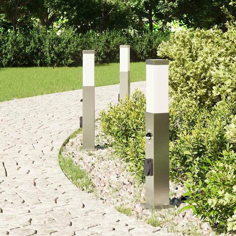 Bolderverlichting met sensor en stopcontact 3 stuks 50 cm roestvrij staal IP44 3