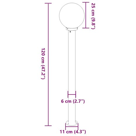 Bolderverlichting 120 cm RVS IP44 9